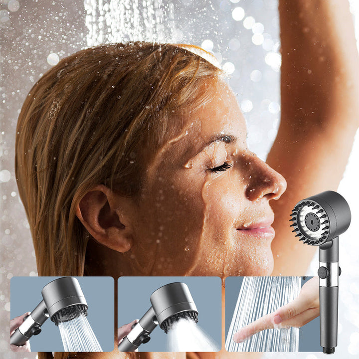 High-pressure shower head set with multiple spray settings & filtration for a powerful, clean shower