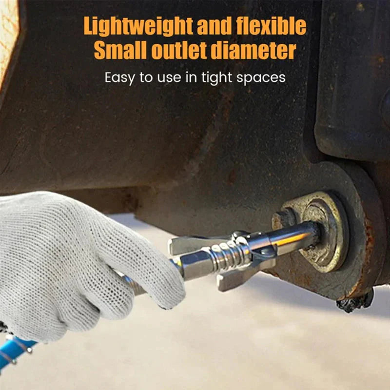 Leak-free grease gun coupler, high-pressure design for heavy duty auto maintenance applications