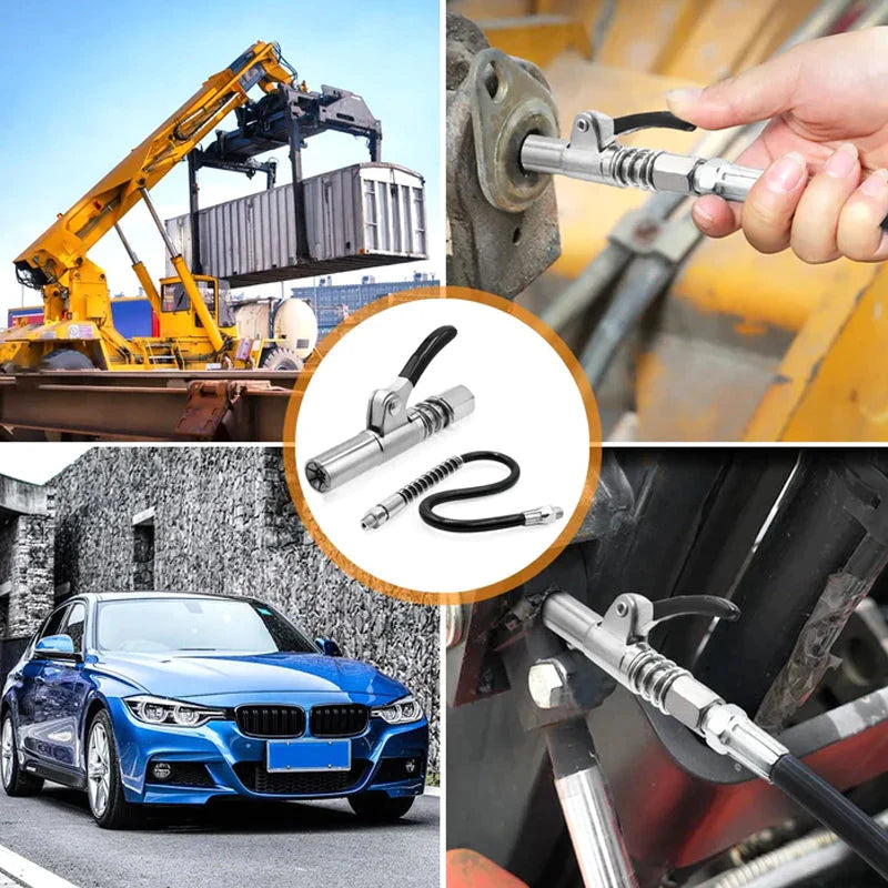Ergonomic Universal Grease Gun Coupler, easy-to-attach design for quick auto maintenance