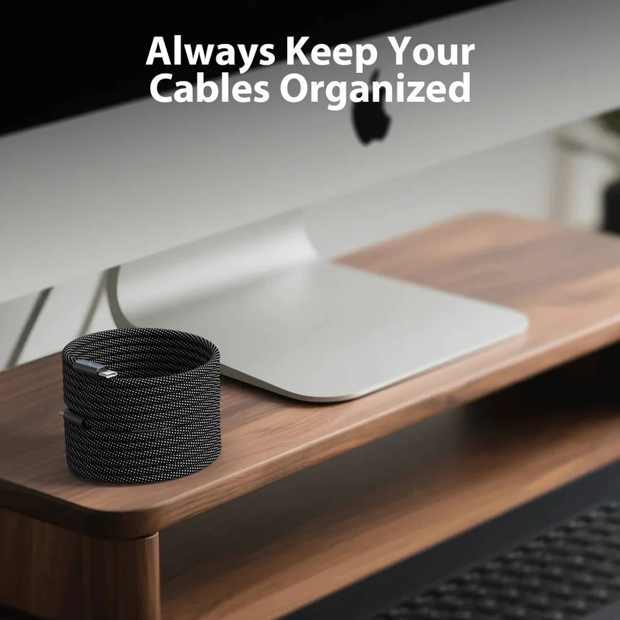Fast data transfer & charging with universal magnetic anti-tangle cable. USB C/Lightning compatible.