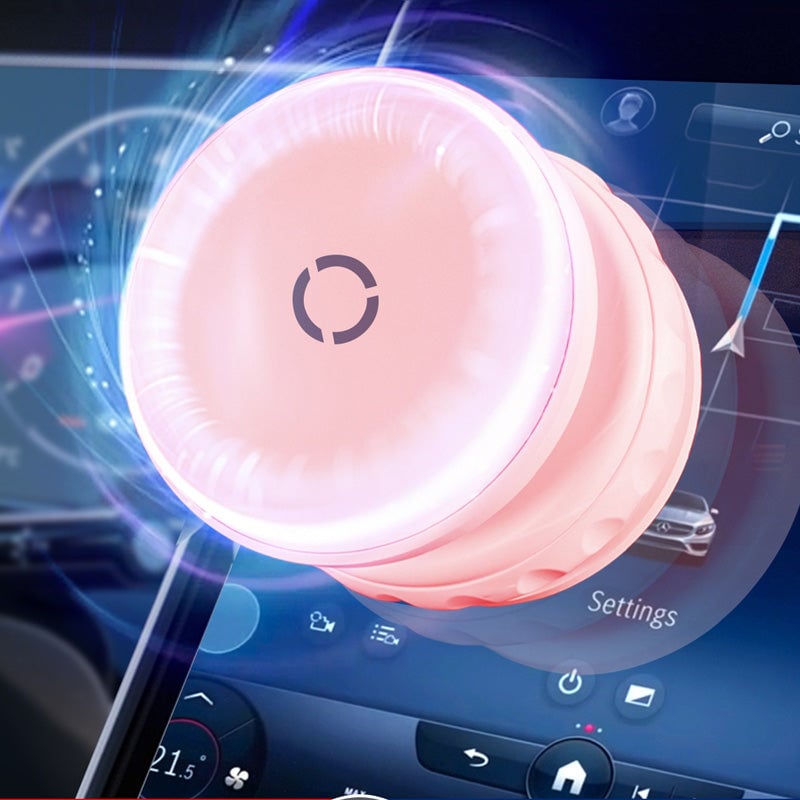 Universal car mount for smartphones on a dashboard, showcasing 360-degree rotation feature