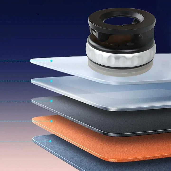 Smartphone held securely by universal magnetic car phone holder on an auto dashboard