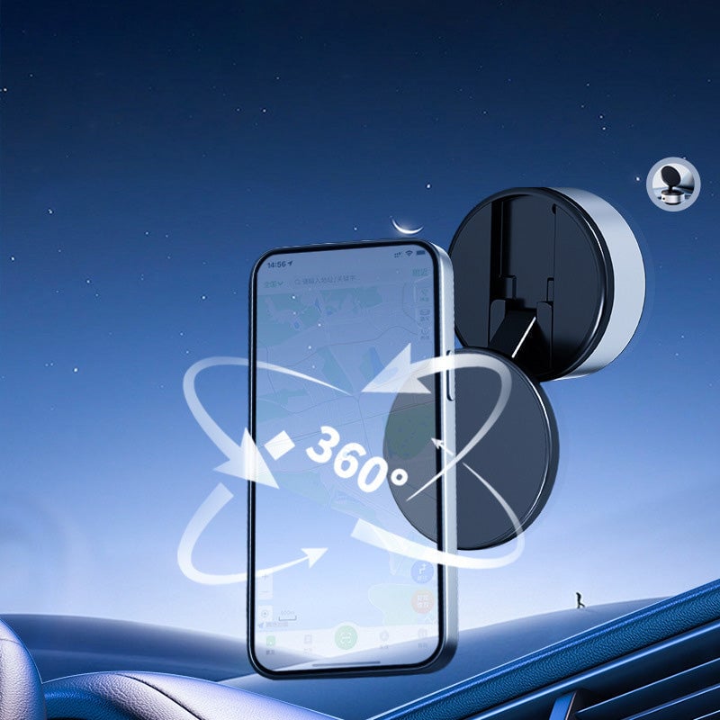 Black universal magnetic car phone mount, compact and strong grip