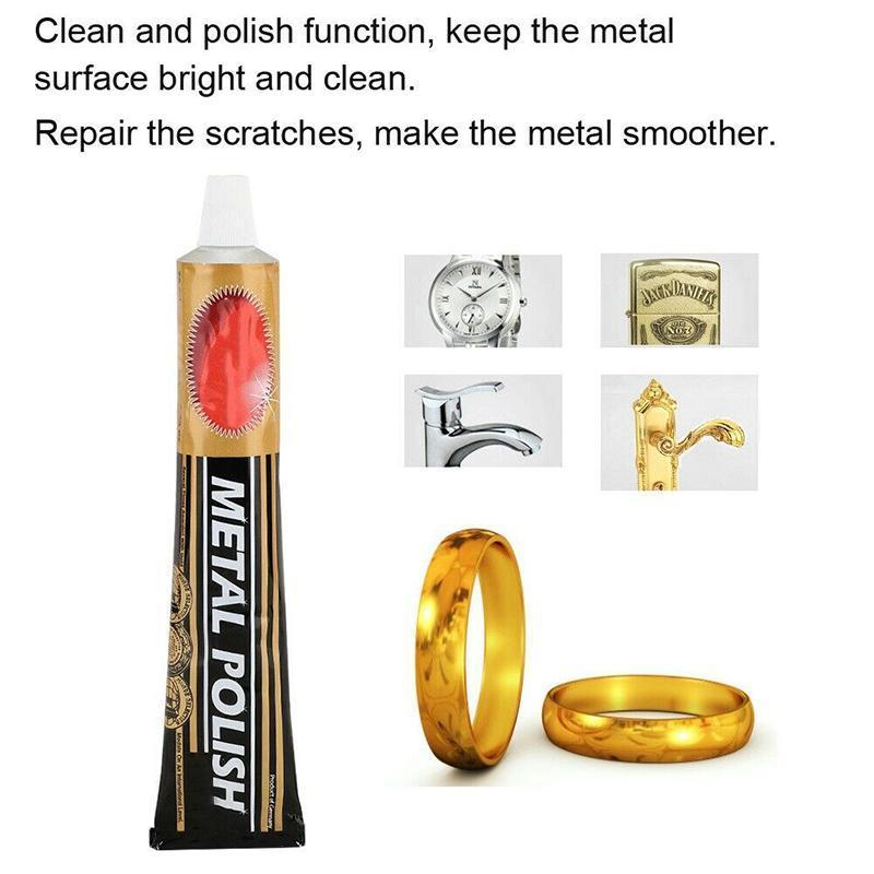 Before and after polishing an antique with Universal Metal Polishing and Cleaning Paste