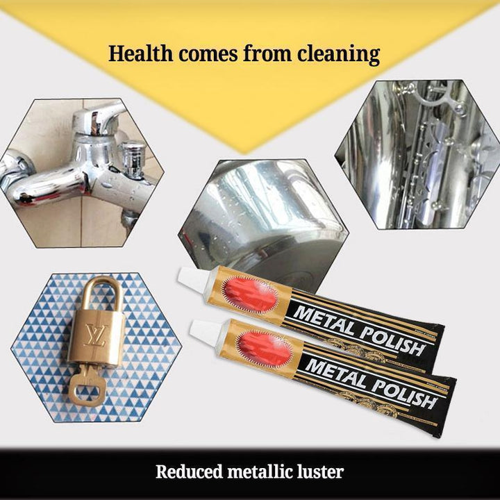 Packaging of Universal Metal Polishing & Cleaning Paste, highlighting its multi-purpose use