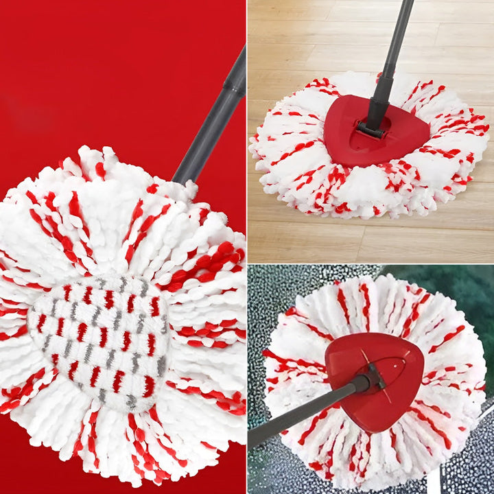 Universal microfiber spin mop head replacement for effective floor cleaning, white material
