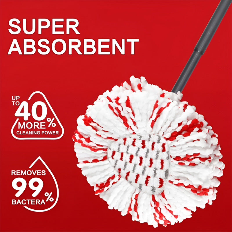 Pack of three universal microfiber spin mop head replacements, essential home cleaning supply