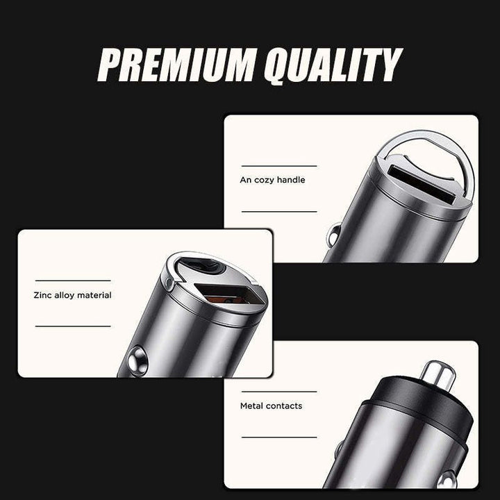 Mini car charger adapter, low profile design for seamless integration into vehicle accessory port