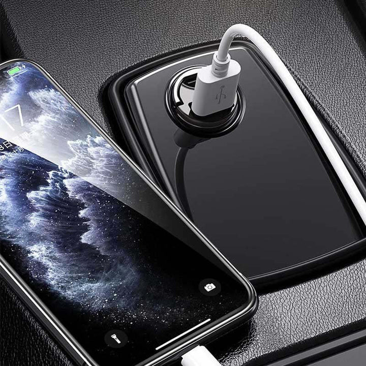 Black flush fit car charger adapter, essential auto accessory for convenient device charging