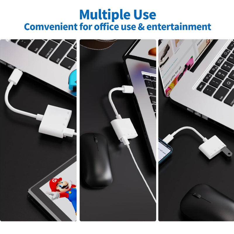 Different angles of a universal mobile memory card reader, emphasizing its universal compatibility with memory cards