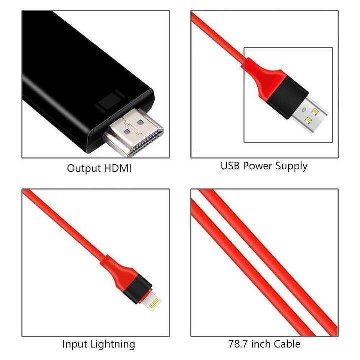 HDMI universal monitor adapter cable for phones, showcasing all input and output ports