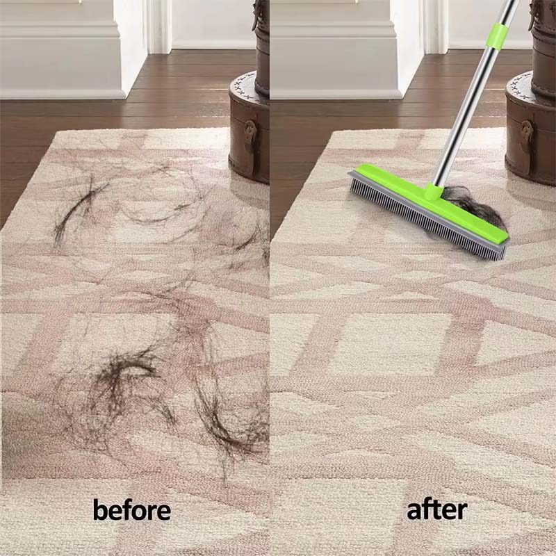 Universal Pet Hair Remover Broom with extendable handle for versatile floor & surface cleaning