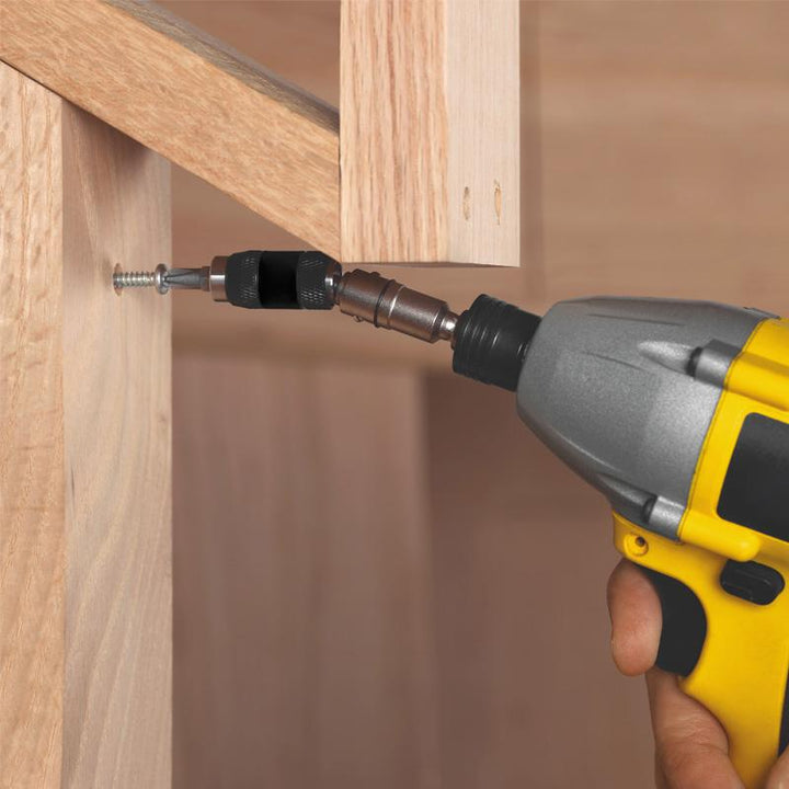 Magnetic pivoting bit holder accessory, designed for drills and impact drivers, enhances DIY tasks
