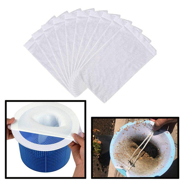 Universal Pool Skimmer Sock protecting a pump impeller from hair and fine particles