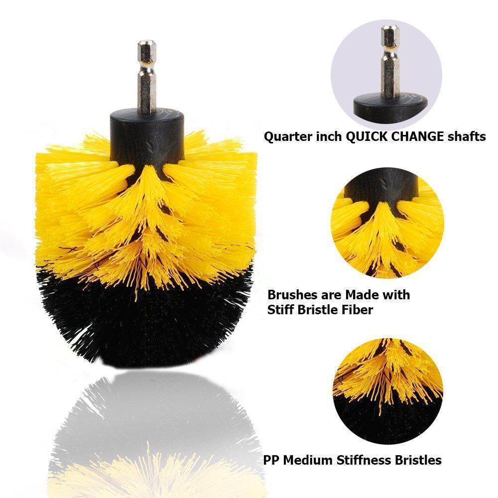 Detail shot of a white flat power scrubber brush, ideal for large surface cleaning like floors or walls.