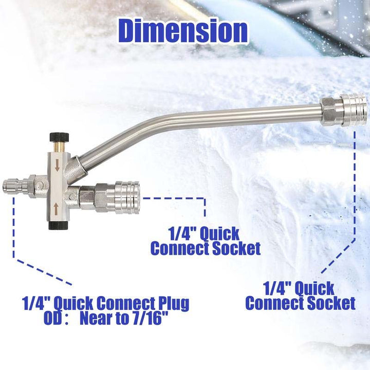Top-down view of foam cannon with included dual connector adapter for easy attachment
