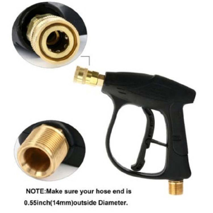 Pressure Washer Foam Cannon kit, including bottle, spray gun, and dual connector adapter