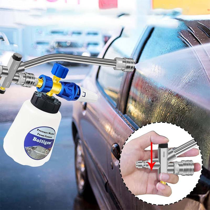 Universal foam cannon adapter, a key component for effective pressure washer car washing