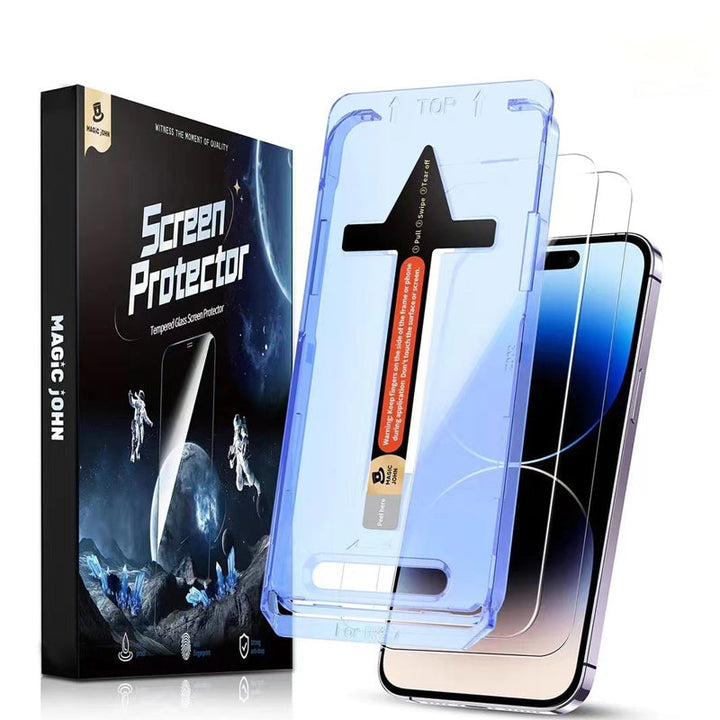 Phone accessory: dust-proof tempered glass privacy screen, 9H hardness