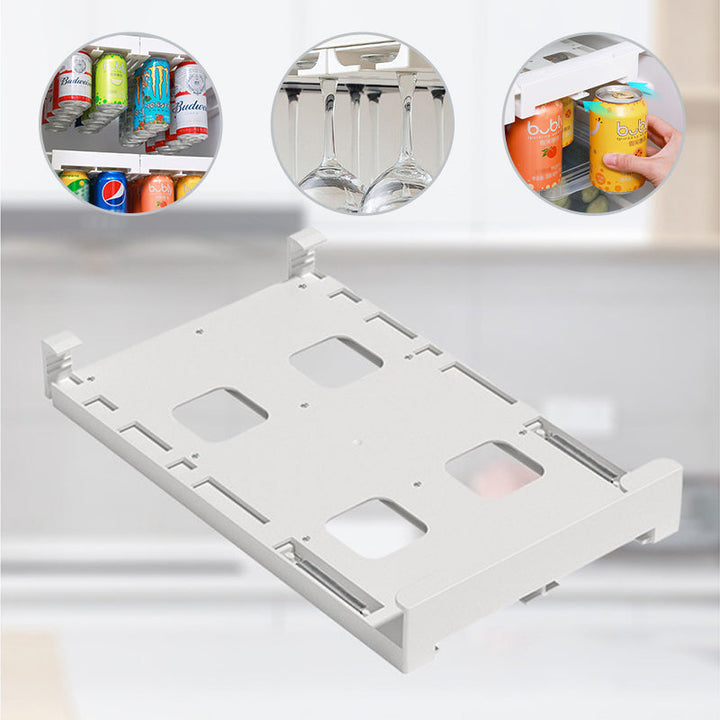 Soda can dispenser rack, perfect for fridge or cabinet storage.
