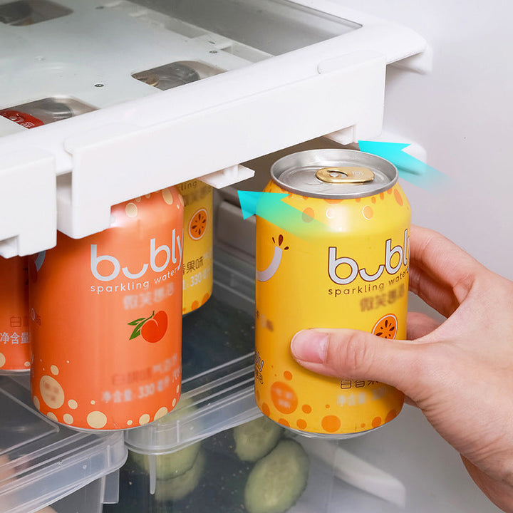 Adjustable refrigerator can rack, maximize storage in fridge & pantry.