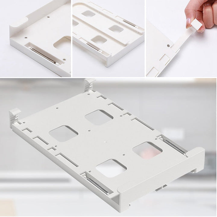 Universal can dispenser rack, fits various can sizes, clear design.