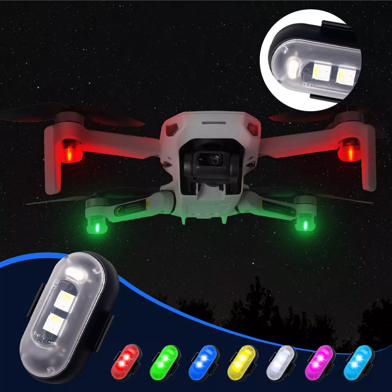 Universal remote control LED strobe safety light for vehicles and drones, enhancing visibility.