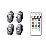 4 * lights + 1 * remote control (Velcro type)