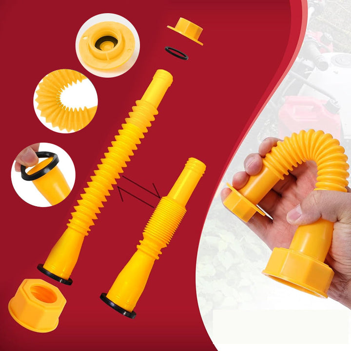 Replacement gas can spout with flexible nozzle, anti-spill, ideal for automotive and tools.
