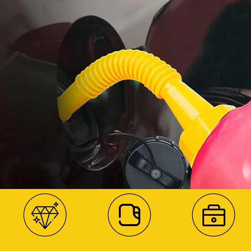 Universal flexible nozzle gas can spout kit, durable HDPE material for safe fueling.