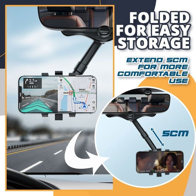 Adjustable retractable car phone holder, auto accessory, ideal for hands-free navigation and calls in vehicles.
