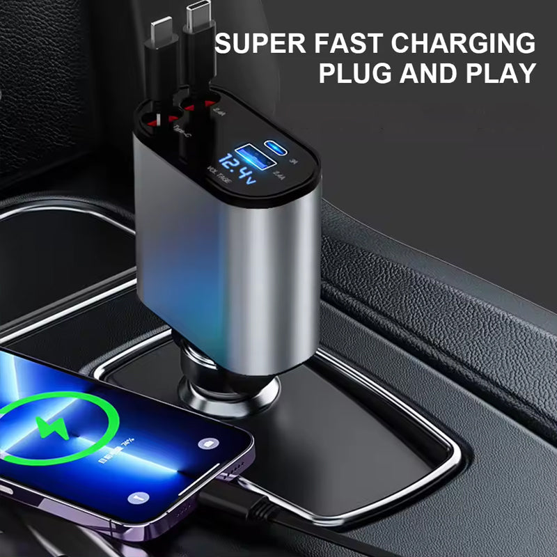 Set of two Universal Retractable Fast Car Chargers, perfect auto essentials for multiple vehicles