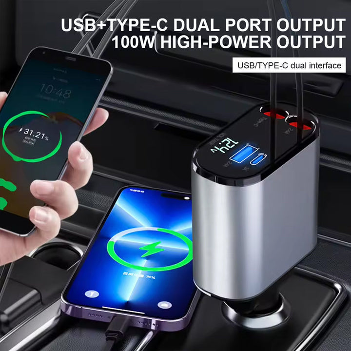 Universal car charger with smart IC technology, ensuring fast and safe charging for all devices