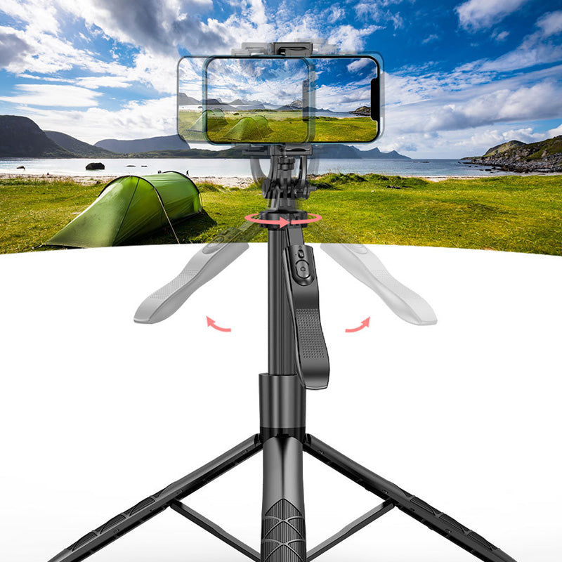 Universal retractable phone tripod with remote, perfect for vlogging and photography