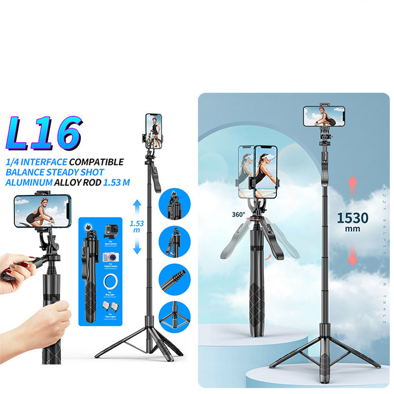 Portable phone selfie stick tripod with Bluetooth remote control for smartphones
