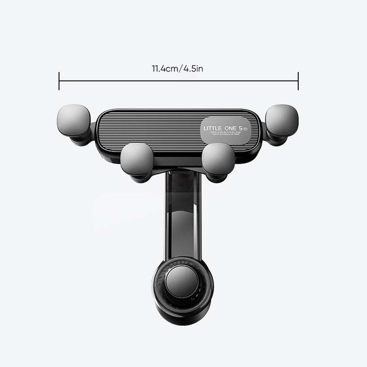 Packaging for the universal rotatable car phone holder, emphasizing its hands-free and safe driving features