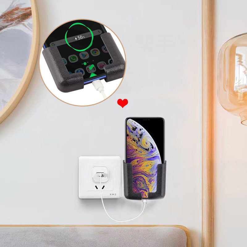 Angle view of the sticky phone holder holding a large smartphone horizontally for movie watching