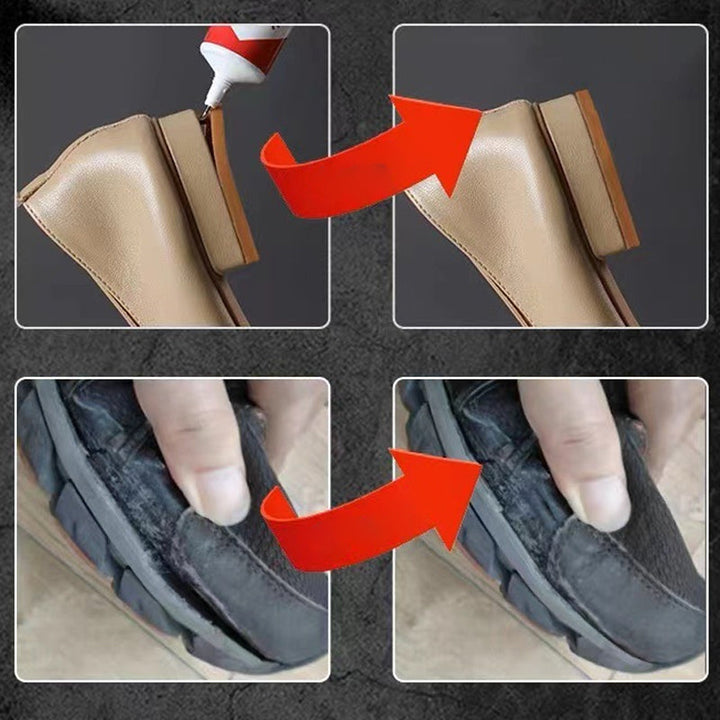 Waterproof shoe repair adhesive, clear gel formula for durable bonds on sneakers, boots, and heels