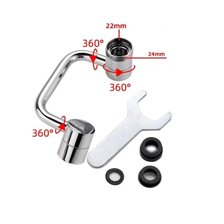 Universal swivel aerator attached to a modern kitchen faucet, improving functionality and reach