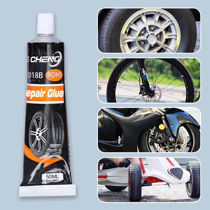 Collection of Universal Tire Repair Adhesives, ready for bulk automotive, motorcycle, bicycle tire maintenance