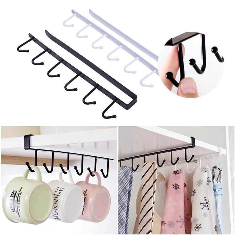 Universal under-cabinet storage rack for kitchen utensils, space-saving design, modern home organizer