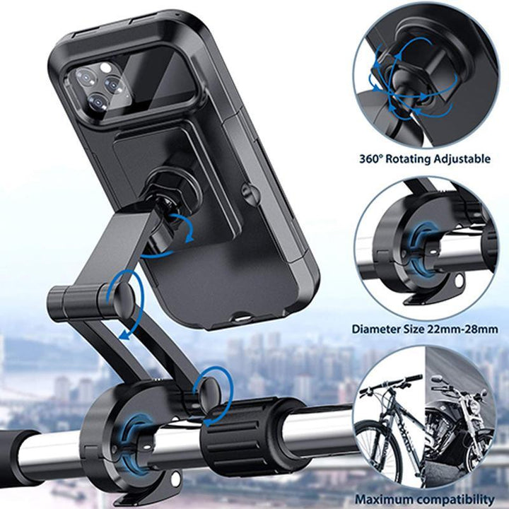 Secure universal phone mount for motorcycles, enhanced visibility for riders