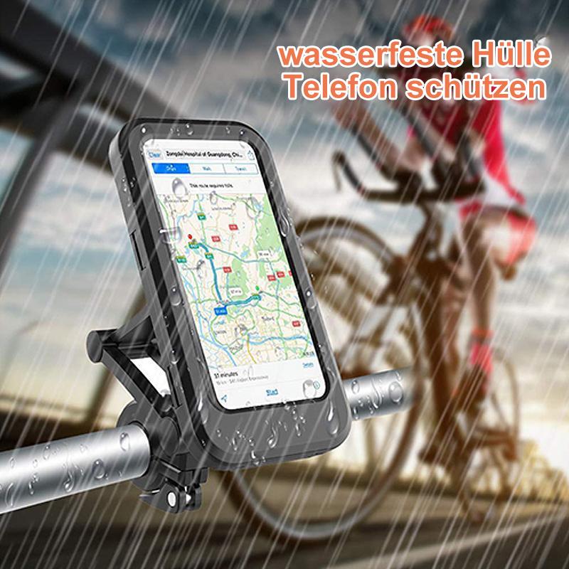 Bicycle phone holder with touchscreen compatibility, ideal for rainy rides