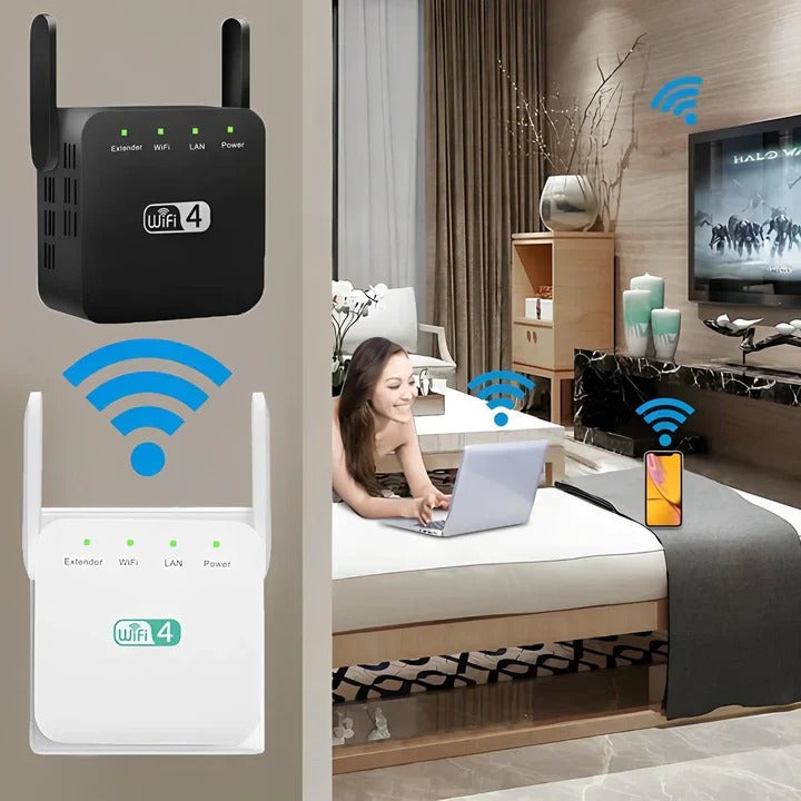 Dual-band WiFi booster, perfect for office connectivity. A network amplifier for reliable internet.