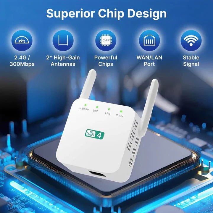 TavvitaImp011 WiFi internet extender. Kills dead zones, ensures high-speed home network.