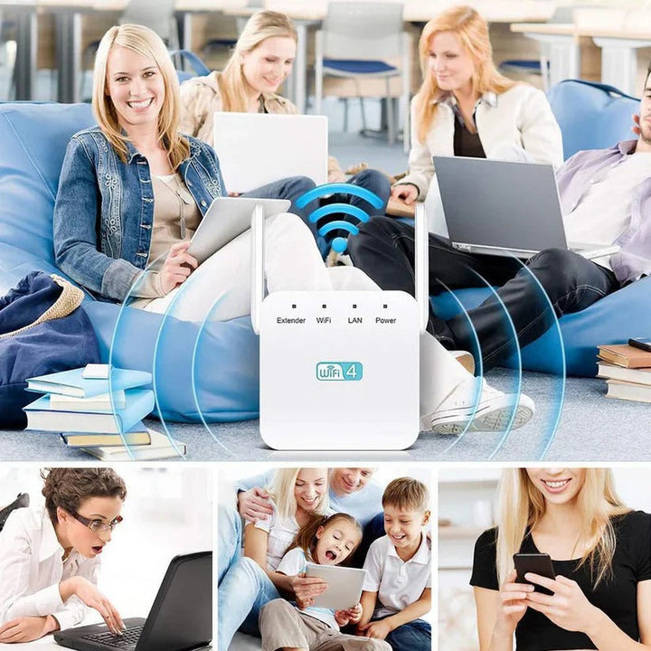 Powerful network amplifier for universal WiFi. Enhances internet, eliminates dead zones in large spaces.
