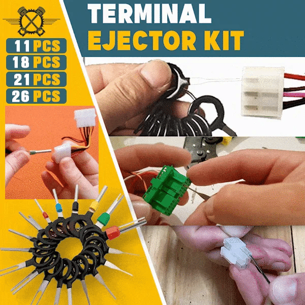 Universal Wire Terminal Removal Tool Kit for automotive electrical repair, showing various pin extractors