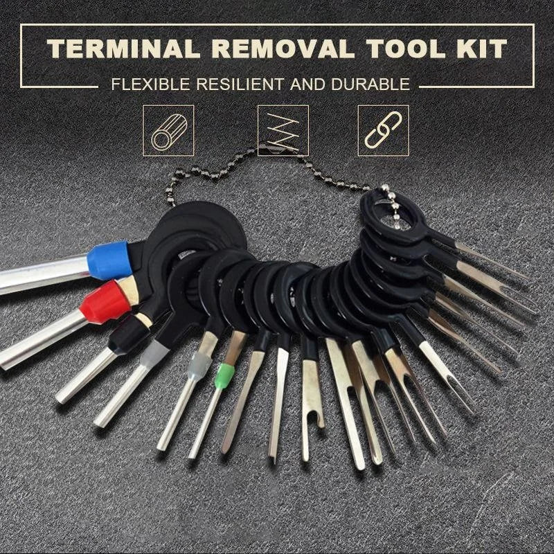 Close-up of a universal wire terminal removal tool featuring a fine tip for electrical connector repair