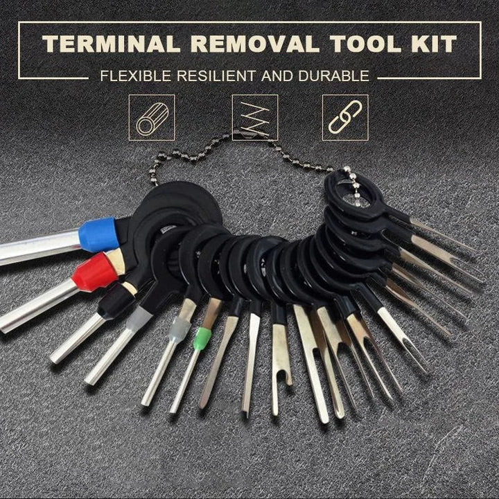 Close-up of a universal wire terminal removal tool featuring a fine tip for electrical connector repair