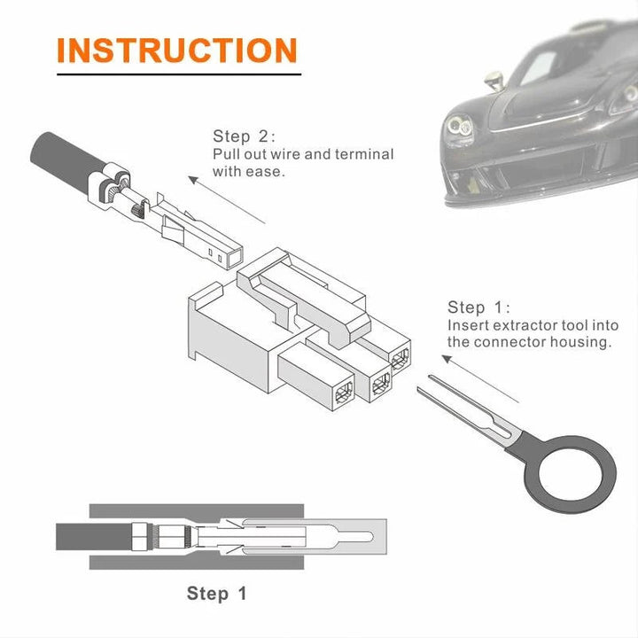 Set of universal wire terminal removal tools, essential gadgets for car accessories and repair
